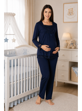 Effortt 3045 LACİVERT Lohusa Pijama Takımı
